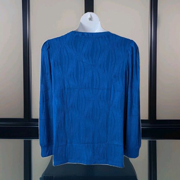 Jome Design Tunic Blouse Blue Long Sleeve Peasant Boho Size XL - Picture 3 of 7